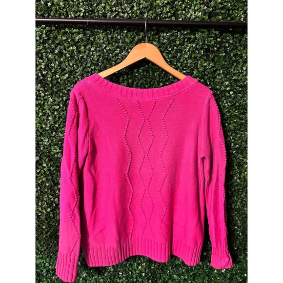 J Jason Wu Womens Sweater Size Medium Textured Stitch Pink Pullover - Picture 4 of 4